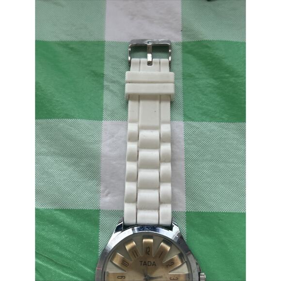 Tada Silver Tone White Band Women’s Quartz Watch - Picture 3 of 6
